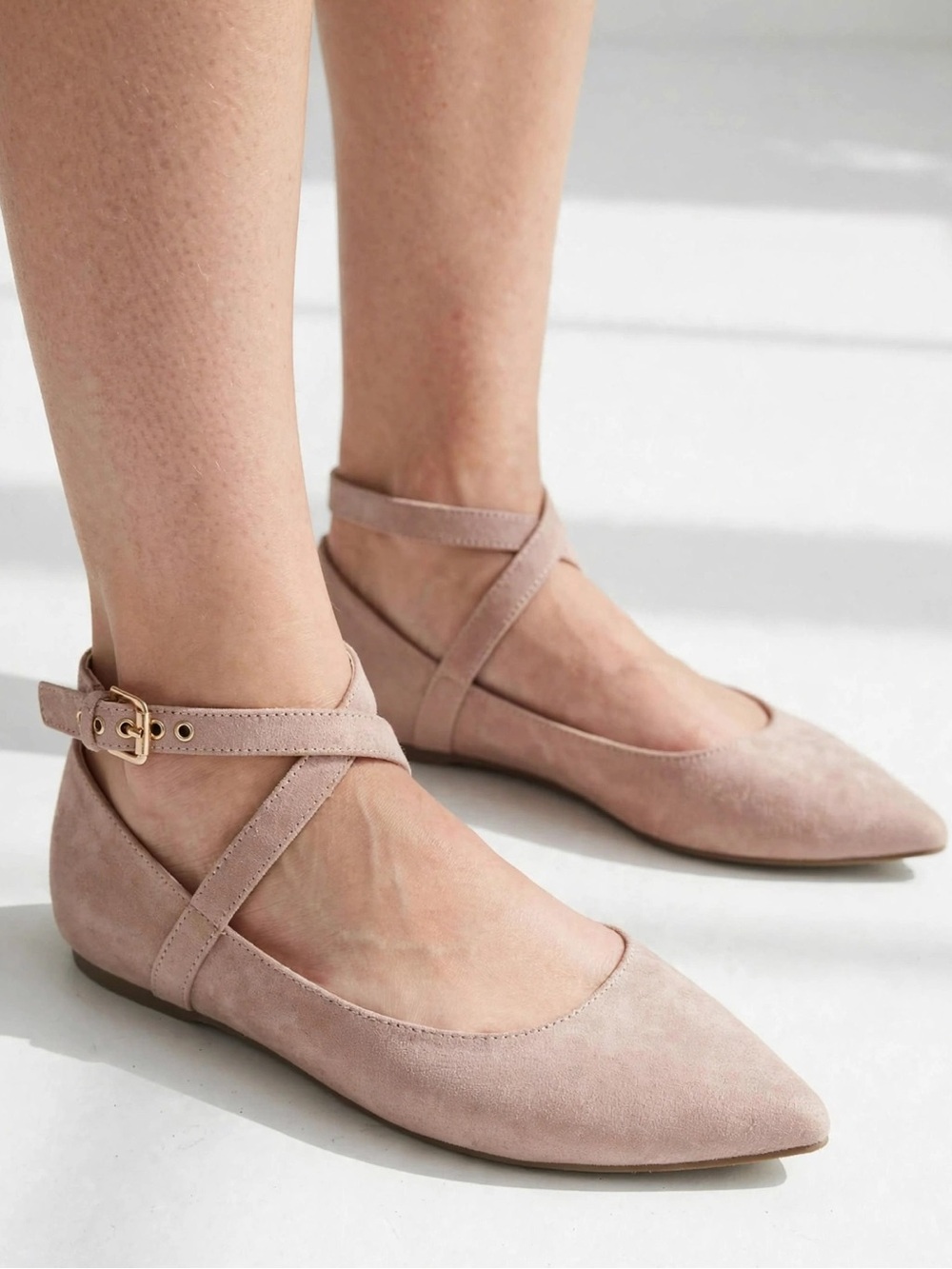 Forever 21 Nude Pink Ballet Flats with Ankle Straps - Sz 7.5